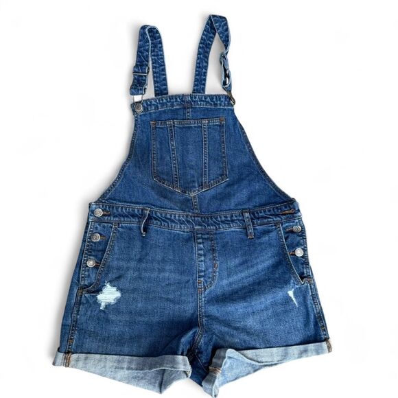 Old Navy Women's Blue Overalls Size Medium Cuffed Hem Cottage Western Country - Picture 1 of 7